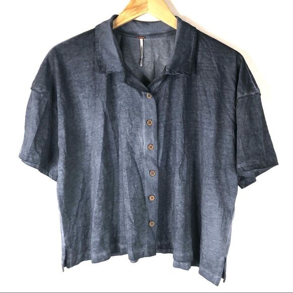-Free People Button Up Crop Shirt NWT S - Picture 1 of 8